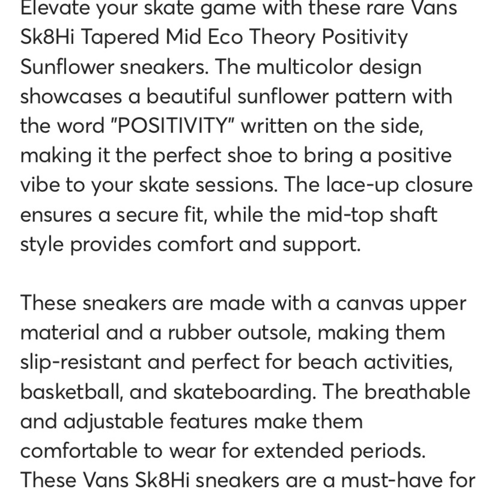 Vans SK8Hi Tapered Mid Exo Theory Positivity Sunflower Sneakers - Picture 15 of 15